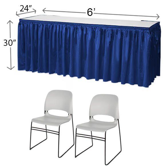 table and chairs photo with measurements 6'L x 24"W x 30"H