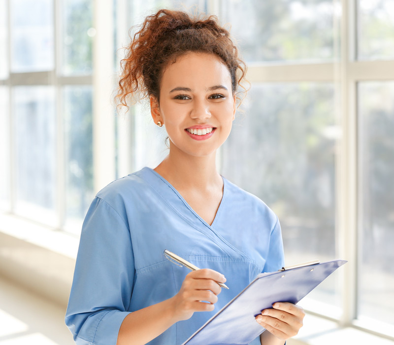 Person with checklist photo